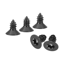 sourcing map 100Pcs Flat Head Torx Screws, M6 x 12mm 304 Stainless Steel Countersunk Self Tapping Anti-Theft Wood Screws Tamper Resistant Screws Fit T30 Bit for Wood, Fence, Decking (Black)