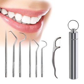 Toothpick Stainless Steel Toothpick Set 7 Pieces 304 Stainless Steel Toothpick Set Reusable Toothpick Portable Metal Toothpick Suitable for picnics