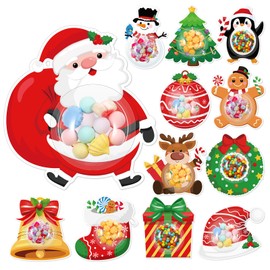 Pasimy 36 Pack Christmas Candy Cards with Clear Dome Shaker Xmas Greeting Cards Candy Treat Chocolate Holder for Family Gathering Holiday Winter Party Favors Supplies (Santa)