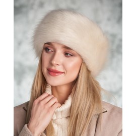 Futrzane Classic Headband - Faux Fur Headbands for Women - Furry Band for Winter - Size XS (Ecru Classic)
