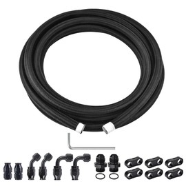 EVIL ENERGY 10AN PTFE Fuel Line Kit, AN10 E85 Nylon Braided Fuel Hose kit 10FT Black