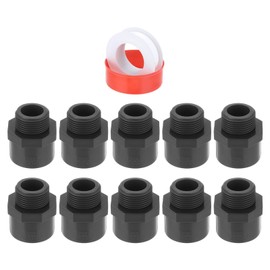 QUARKZMAN Pack of 10 1 Inch PVC Sleeve Adapter Pipe Fitting Suitable for SCH40 Slip Coupling Male to Male Thread Connector with Sealing Tape, Socket x NPT Male, Dark Grey