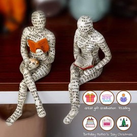 KIMISS Reading Woman Figurine, Bookworm Sculpture, Resin Reading Figure Bookshelf Ornament Reading FigurineWoman Learning Figurine Abstract for Home Decoration Abstract Sculptures