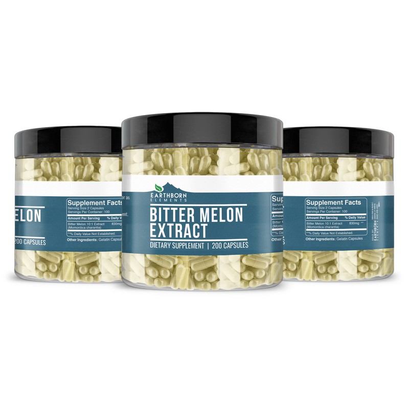 Earthborn Elements Bitter Melon 200 Capsules, Pure & Undiluted, No
