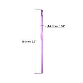 sourcing map 20Pcs Aluminum Crochet Hook 4.5mm US Size 7 Knitting Needles for DIY Craft Yarn Purple