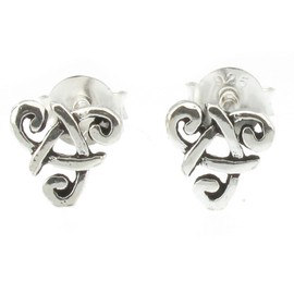 Touch Jewellery 925 Sterling Silver Upside Down Celtic Triangle Stud Earrings