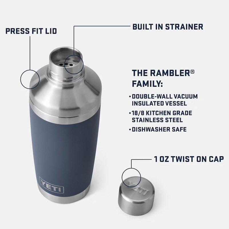 YETI Rambler 20 oz Cocktail Shaker, Stainless Steel, Vacuum Insulated,