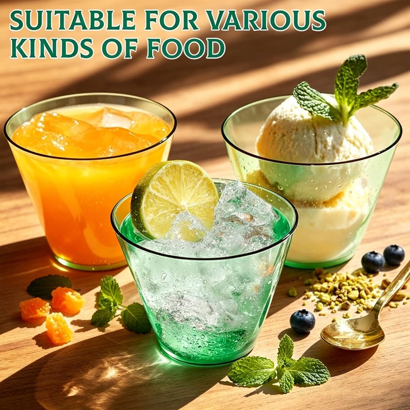 300-Pack 9oz Green Disposable Plastic Cups Cocktail Cup