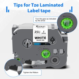 Exsun Pack of 6 Compatible with Tze 24 mm Tapes Replacement for Brother Tze-251 Tze-151 Tze-451 Tze-551 Tze-651 Tze-751 Label Tapes for Ptouch PT-P750W PT-P750WVP PT-D600 PT-9700PC PT-9800PCN -P-P900W