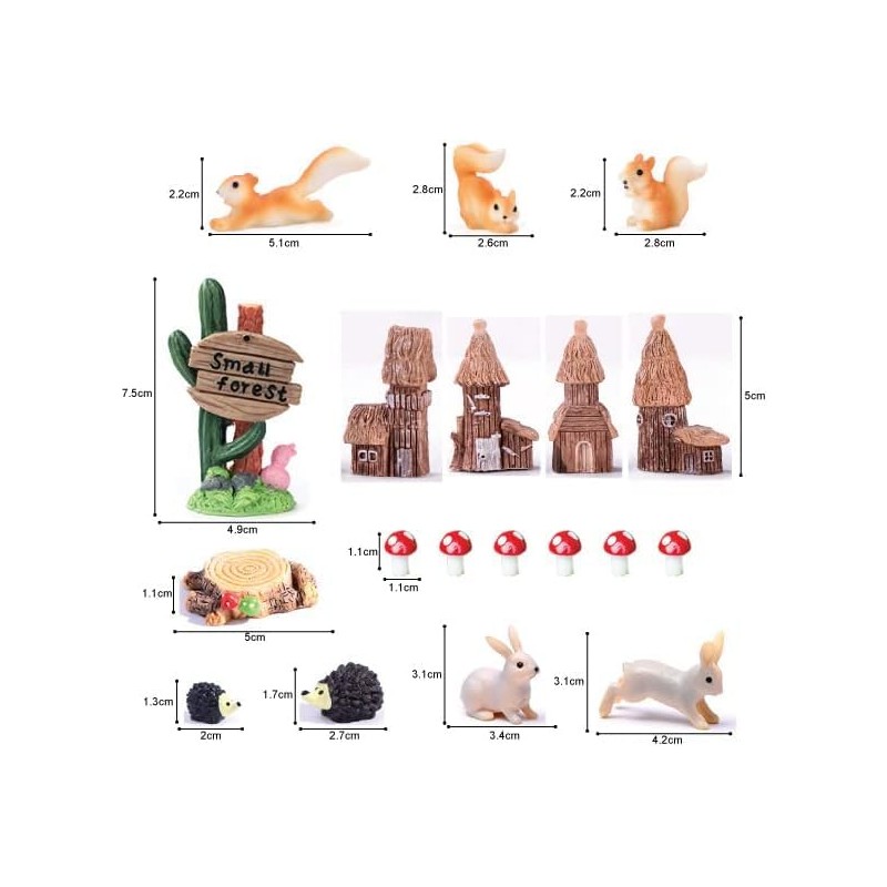 OrgMemory 42pcs Animal Trees, Mini Garden Accessories, Garden Fairy Figurines,