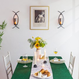 Walasis Candle Sconces Decorative Wall Decor Set of 2 Black - Hurricane Candle Wall Sconce Iron Two Candle Holders Modern Wall Mounted Hanging Candles for Indoor Fireplace Kitchen Dining Room