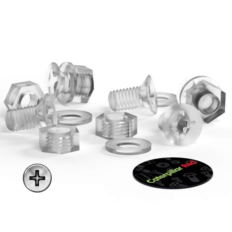 50 x Crosshead Countersunk Screws Nuts and bolts, Transparent Clear