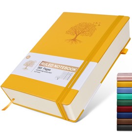 Lined Journal, 365 Pages A4 Large Hardcover Leather Notebook for Women Men, Daily Writing for Work, Note Taking, 100Gsm Thick Paper (8.5" x 11" Yellow)