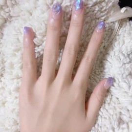 CEBOIC Glue-On Nails, Handmade Gel Nails, Press On Nails, Purple Iridescent Artificial Nails for Girls and Women, Everyday and Party, Pack of 10 Luxury Reusable Nails Make Your Own Set