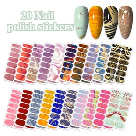 WOKOTO 20 Sheets 280 Tips Marble Nail Stikcers Full Nail Wraps for Women Gradient Blooming Nail Art Self Adhesive Decals Nail Polish Strips Gel Nail Strips Nail Polish Stickers Stick On Nails