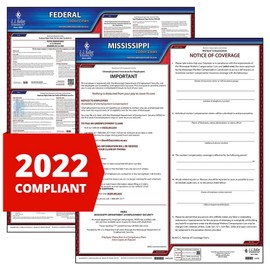 2022 Mississippi and Federal Labor Law Poster Set (English, MS State) - OSHA Compliant Laminated Posters