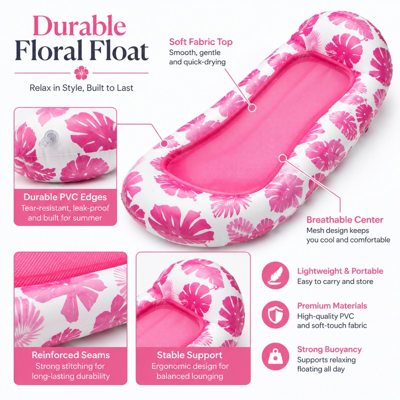 Inflatable Pool Hammock Float for Relaxing – Foldable Backrest Lounge