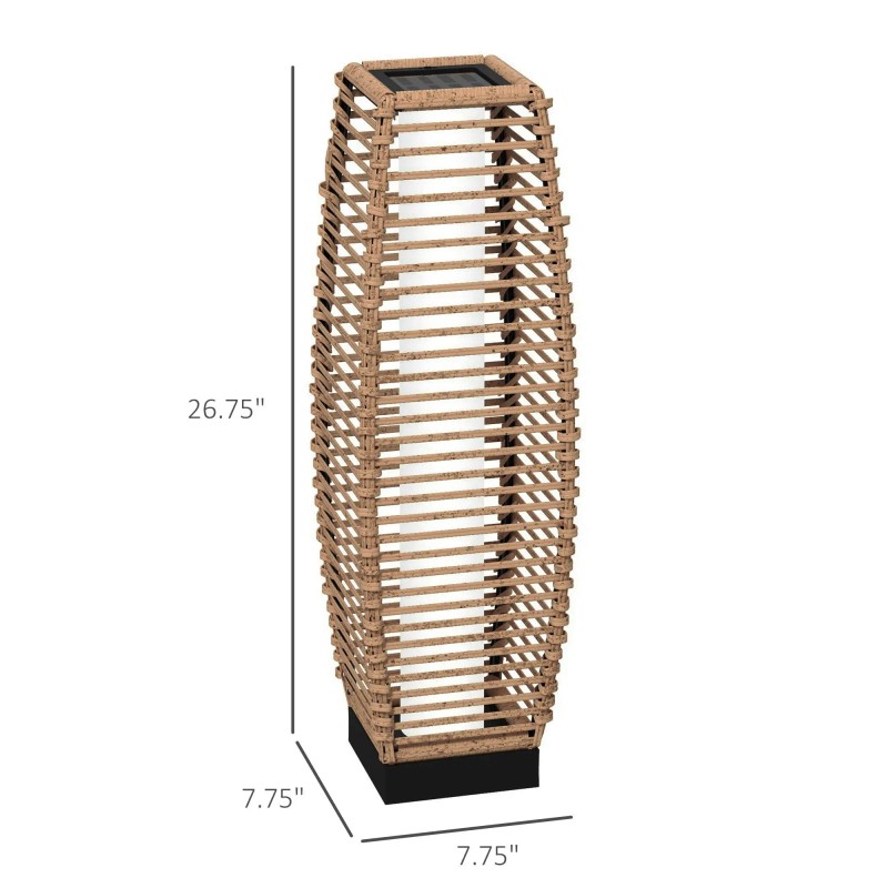 Auto On/Off LED Solar Floor Lamp Outdoor Rattan Garden Lantern