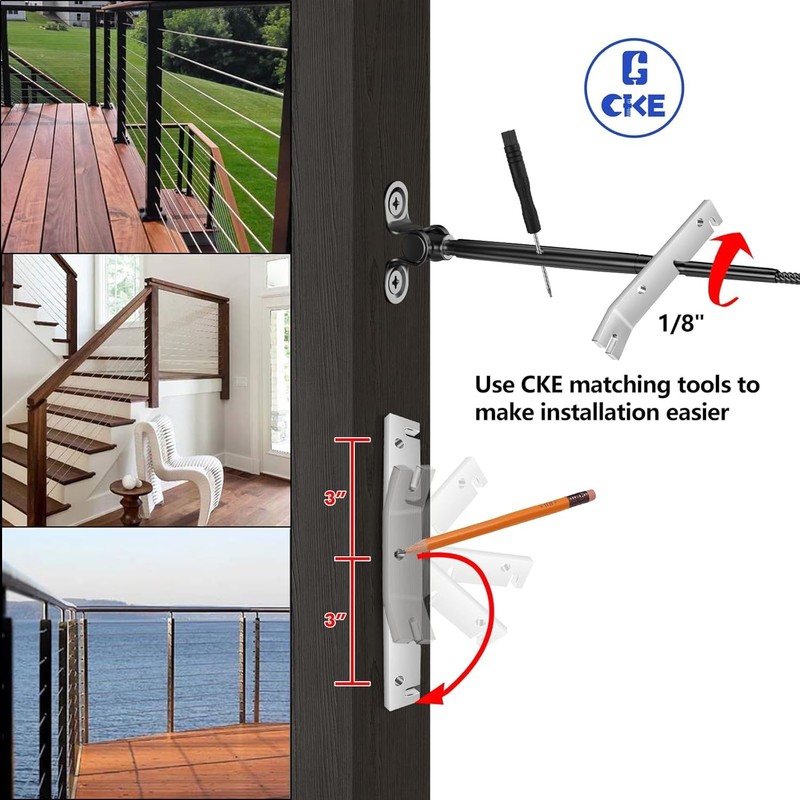 CKE 20 Pairs 1/8" Black Cable Railing Hardware Kit Swage