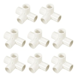sourcing map 4 Pcs PVC Fitting, 4 Way PVC Fitting 1" 0.8" PVC Connectors PVC Elbow PVC Pipe Fittings PVC Coupling PVC Furniture Corner Connector for DIY Garden Support Structure, White