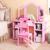 Costzon Kids 2-in-1 Princess Makeup Desk & Chair with Detachable