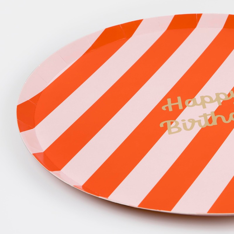Meri Meri Stripe Happy Birthday Dinner Plates (Pack of 8)