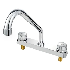 SOLVEX Llave Mezcladora para Fregadero, Grifos Llaves para Fregadero de Cocina, Grifo de Cocina, Cuerpo de Zinc, Cuello de Acero Inoxidable, Acabado Cromo Espejo, MX-SP-80006