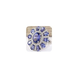MAIHAO Women Elegant 925 Silver Blue Tanzanite Gemstone Flower Cluster Ring Engagement Size 6-10 (US Code 10)