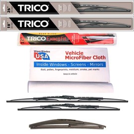 Wipers for 2019 Infiniti QX50 Set w/Rear Trico Steel Wipers Set of 3 Bundled with MicroFiber Interior Car Cloth