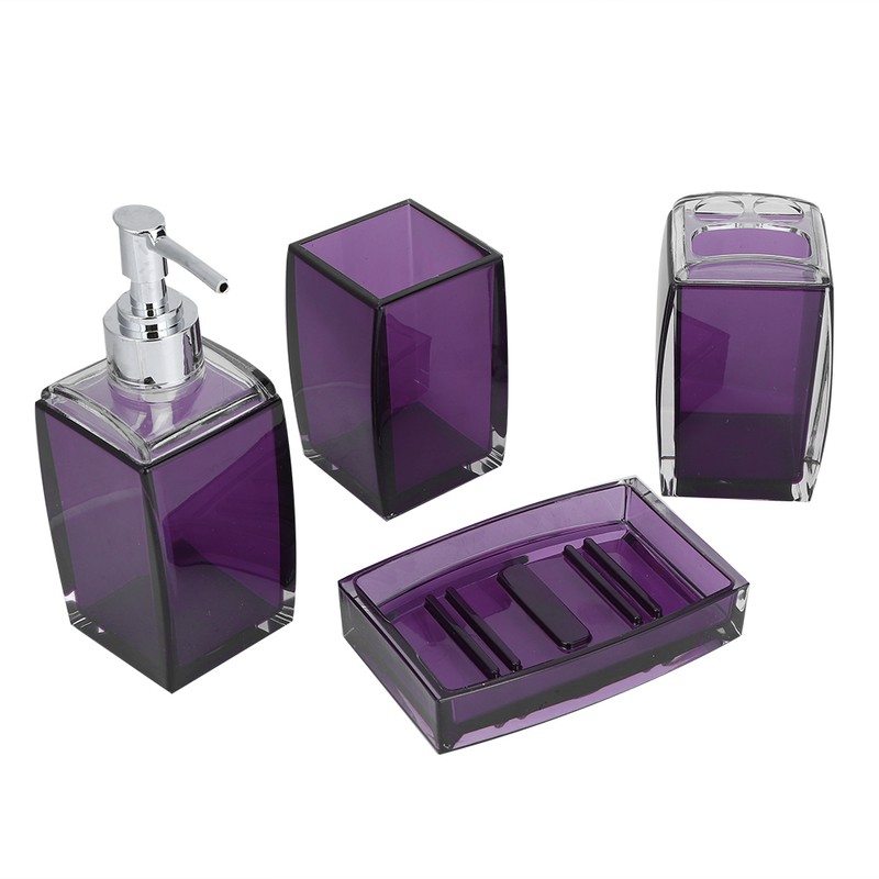 4Pcs/Set Acrylic Bathroom Accessory Set Toothbrush Soap Dish Holder for