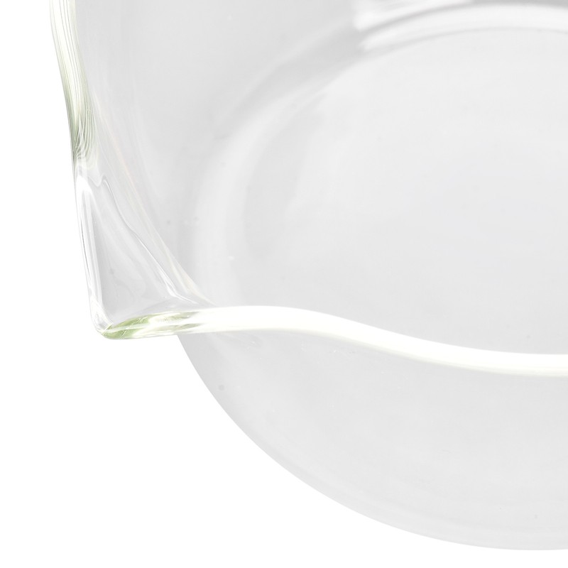 Glass Milk Pot with Wooden Handle V Shaped Spout Noodles