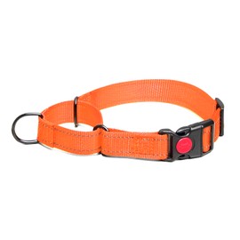 Martingale Dog Collar, Reflective Pull Stop Collar Dogs for Large, Medium and Small Dogs, Nylon Pull Collar with Stop for Dogs Whippets, Greyhounds (Orange, S)