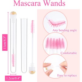 Dming 50pcs cepillo de pestañas varita de maquillaje herramienta de extensión de pestañas suministros cepillo de limpieza Diamond Mascara lámina rosa