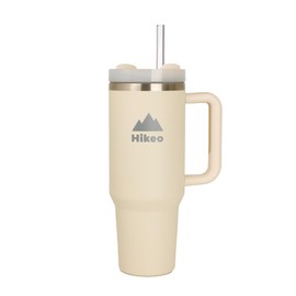 HIKEO Termo para Agua y Café de Viaje 1.2 L de Acero Inoxidable con Doble Pared Térmica, Tapa Antiderrames y Popote, Mantiene Bebidas Calientes Hasta 9 Horas y Frías 12 Horas, Taza con Agarradera