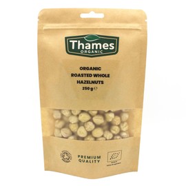 Organic Roasted Hazelnuts - Whole Hazelnuts, No Additives or Preservatives - Vegan, GMO-Free, Certified Organic - Delicious and Nutritious Snack - Thames Organic 250g