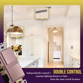 ENERLITES Double Paddle Rocker Decorator Switch, Ground Terminal, Clamp-Type Back Insert Wiring, Copper Wires Only, Single Pole, Residential/Commercial Grade, 15A 120-277VAC, 62834-RG, Rose Gold