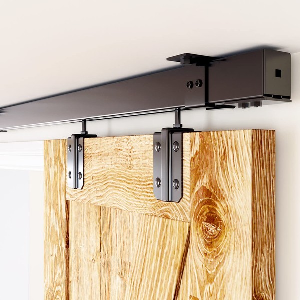 SMARTSMITH 8FT Box Rail Hardware Heavy Duty Steel Sliding Barn Door Track, Ceiling Mount Kit, Fit Indoor and Exterior Door, Smoothly and Quietly Easy to Install