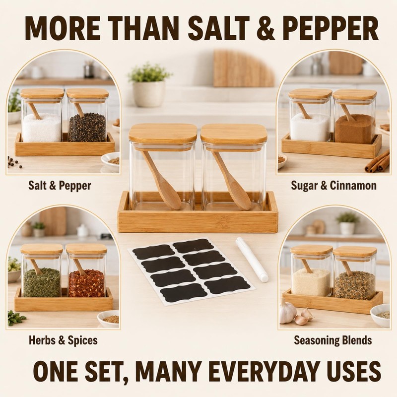 Mowhut 2 Piece Salt and Pepper Containers Set, Salt Cellar