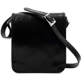 Time Resistance Leather Messenger Bag for Men, Handmade Crossbody Bag, Black Shoulder Bag