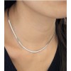 CHANCEAMZ 3MM Wide 14K White Gold Herringbone Necklace,Silve