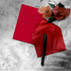 50x stationery sets DIN A5 with C6 envelopes - rose red - wet glue (red) - matt writing paper with envelopes -