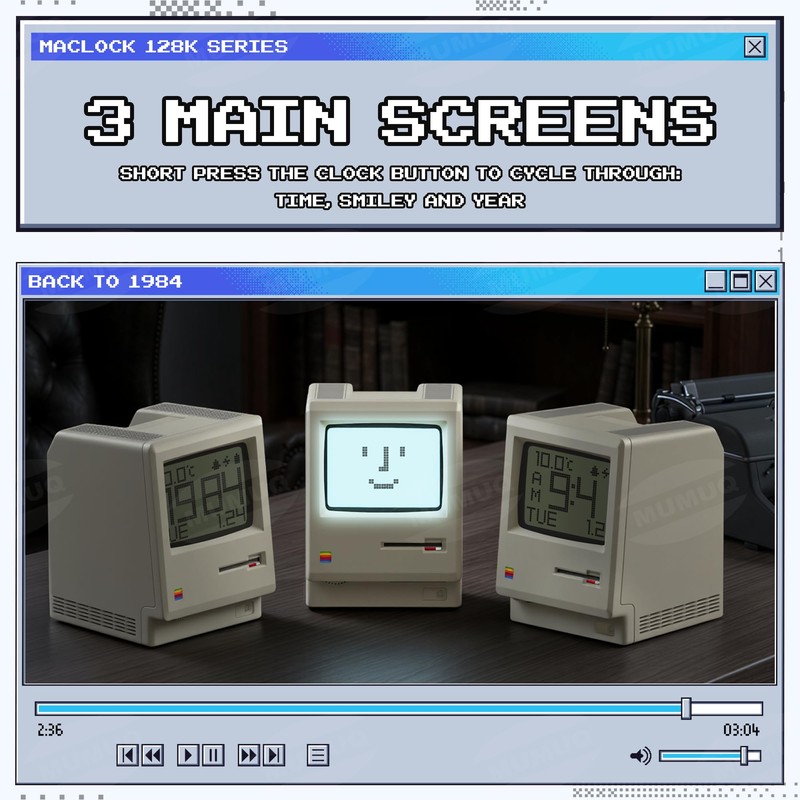 MUMUQ Maclock WB-8 - Sveglia retrò pixel
