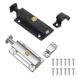 Pack of 2 Bathroom Door Lock, Portable Door Lock for Home, Deadbolt Lock, Black, Silver, Lock Latch Stainless Steel 4 Inch, Latch Door for Bedroom, Cabinets, Garden Gates, Shed Doors