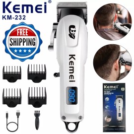 Kemei-232 Wireless Hair Trimmer Clipper Professional Electric Cutting Machine BK - White