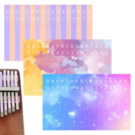 Musiin Kalimba Thumb Piano 17 tone note stickers, suitable for beginners to learn music gifts, colorful sound stickers, starry sky, stripes, watercolor (3 packs)