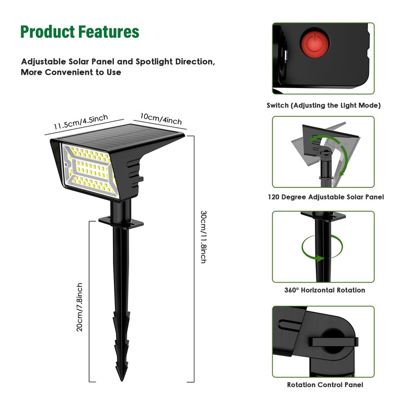 LAMKEEP Solar Spot Lights Outdoor with 60 LED & Auto