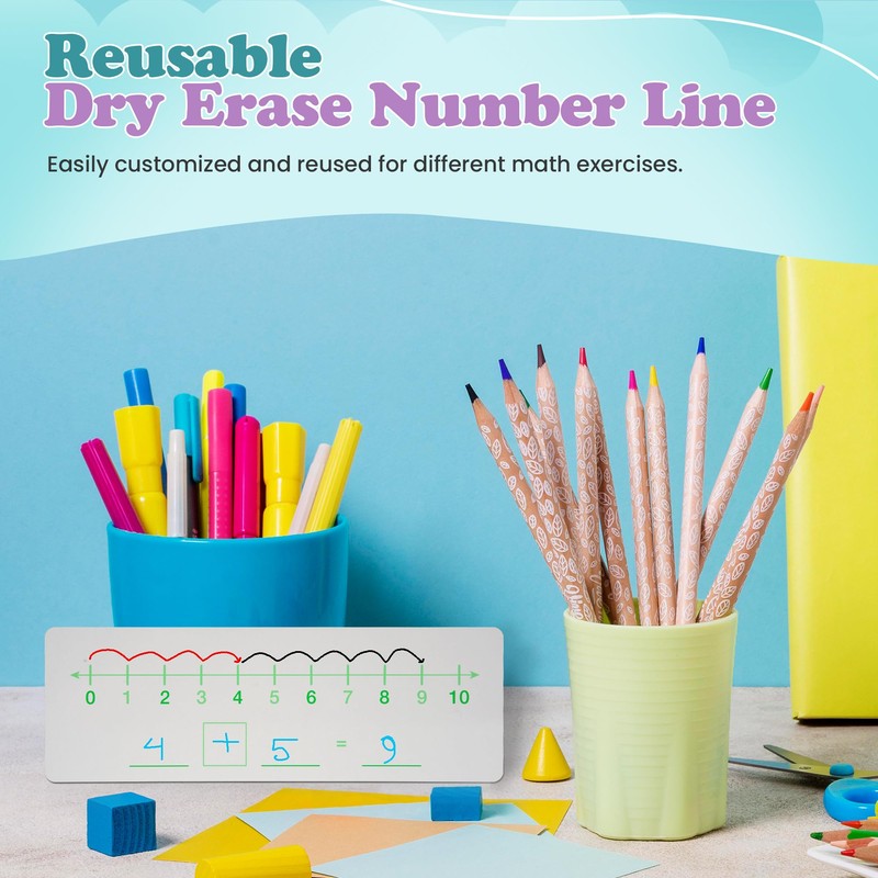 Dry Erase Number Line, Double Sided Whiteboard, 1 Pack 4x12,