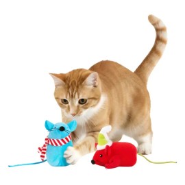 Set Juguetes Ratoncitos Navideños Con Catnip Para Gato 2pz