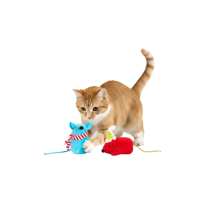 Set Juguetes Ratoncitos Navideños Con Catnip Para Gato 2pz