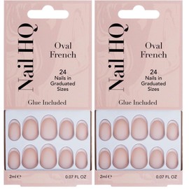 Nail HQ 24 Oval French Nails with Nail Glue